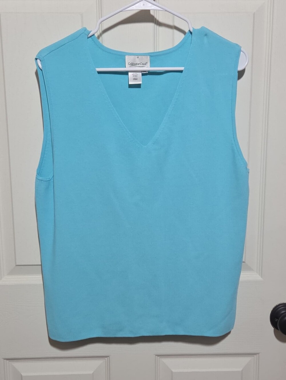 light blue v-neck tank top